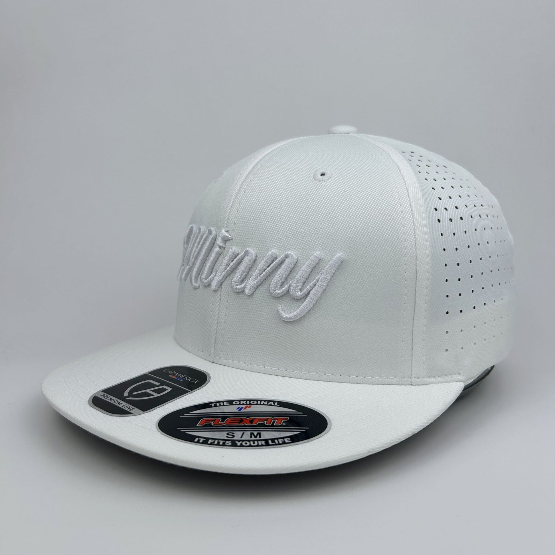 White cap with 'Minny' branding on a gray background