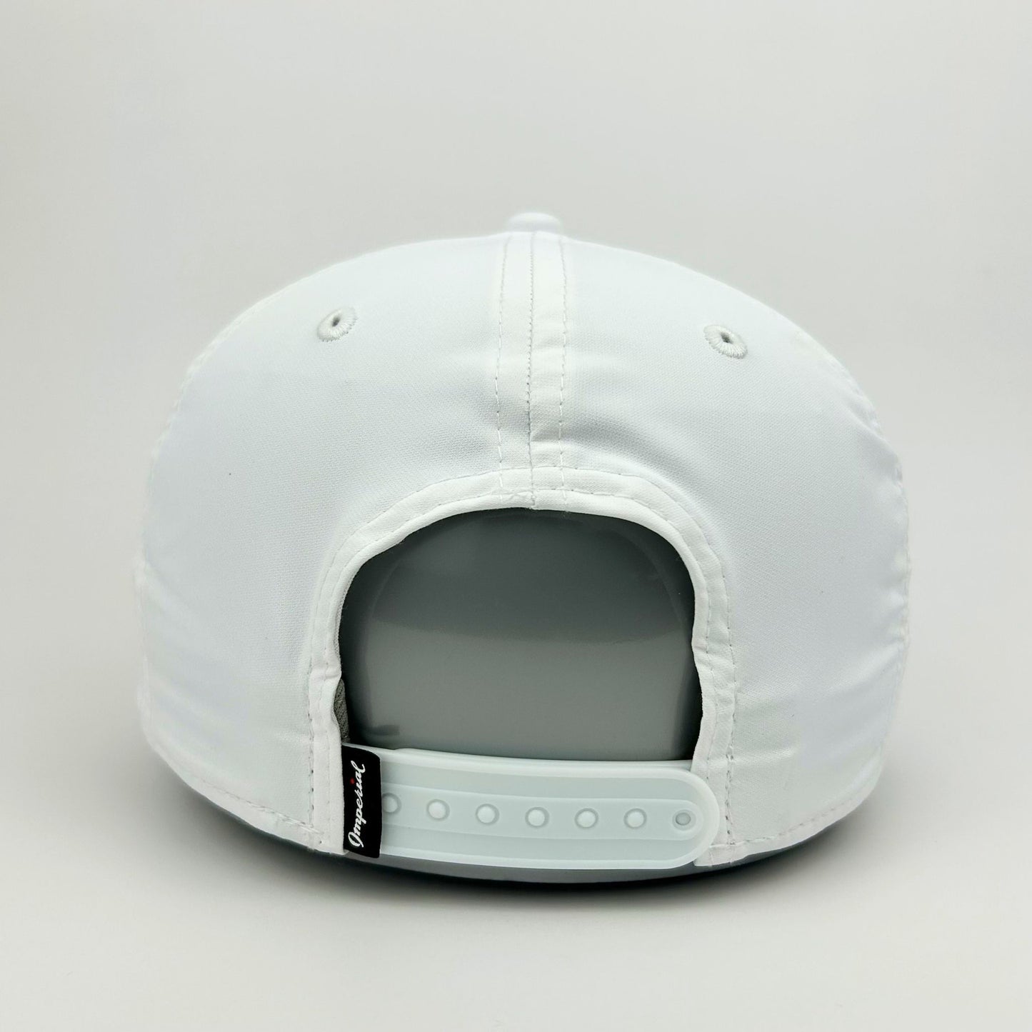 Light blue cap with a brand logo on a gray background